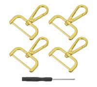 sourcing map 4Pcs Swivel Clasps Hook, 38mm(1.5 Inch) D Ring Detachable Snap Hook Metal Lobster Claw Clasp Hook with Screwdriver for Purse Making Keychain, Gilding Gold