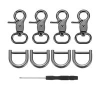 sourcing map 4Pcs Swivel Snap Hook, 15mm(5/8") Trigger Snap with D Ring Heavy Duty Metal Lobster Claw Clasp Lanyard Clips for Straps Bags Belting Leathercraft, Gun Black