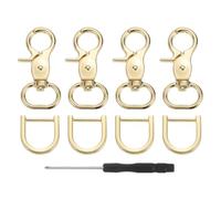 sourcing map 4Pcs Swivel Snap Hook, 20mm(3/4") Trigger Snap with D Ring Heavy Duty Metal Lobster Claw Clasp Lanyard Clips for Straps Bags Belting Leathercraft, Light Gold