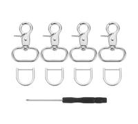 sourcing map 4Pcs Swivel Snap Hook, 25mm(1") Trigger Snap with D Ring Heavy Duty Metal Lobster Claw Clasp Lanyard Clips for Straps Bags Belting Leathercraft, Silver White