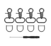 sourcing map 4Pcs Swivel Snap Hook, 25mm(1") Trigger Snap with D Ring Heavy Duty Metal Lobster Claw Clasp Lanyard Clips for Straps Bags Belting Leathercraft, Gun Black