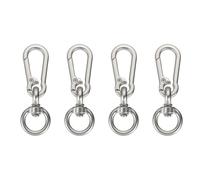 sourcing map 4Pcs Swivel Spring Snap Hook Clip, 2.52inch Keychain Clip Zinc Alloy Swivel Lobster Claw with O Ring for Bags Lanyard Craft Making, Matt Silver