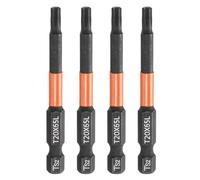 sourcing map 4pcs T20 Torx Head Screwdriver Bit 2.6" (65mm) Long 1/4" Hex Shank Magnetic No Hole Tamper Proof 6 Point Star Screw Driver Drill Bits Phosphate S2 Steel Industrial Power Tools