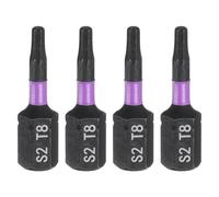 sourcing map 4pcs T8 Torx Screwdriver Bit 1/4" Hex Shank 25mm/1" Length Magnetic Star 6 Point Head Hex Bits S2 Steel Screw Driver Bit Industrial Grade Electric Drill Bits