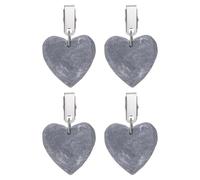 sourcing map 4Pcs Tablecloth Weights, Marble Table Cover Weights with Metal Clips, Heart Shape Stone Tablecloth Pendant 5 x 5cm for Outdoor Party Picnic Garden Table Decoration, Gray