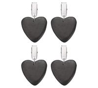 sourcing map 4Pcs Tablecloth Weights, Marble Table Cover Weights with Metal Clips, Heart Shape Stone Tablecloth Pendant 5 x 5cm for Outdoor Party Picnic Garden Table Decoration, Black