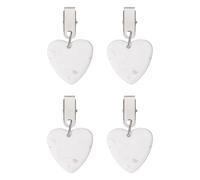 sourcing map 4Pcs Tablecloth Weights, Marble Table Cover Weights with Metal Clips, Heart Shape Stone Tablecloth Pendant 4 x 4cm for Outdoor Party Picnic Garden Table Decoration, White