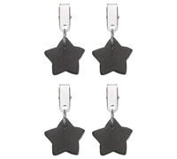 sourcing map 4Pcs Tablecloth Weights, Marble Table Cover Weights with Metal Clips, Star Shape Stone Tablecloth Pendant 4 x 4cm for Outdoor Party Picnic Garden Table Decoration, Black