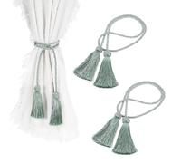 sourcing map 4Pcs Tassel Curtain Tiebacks, Curtain Holdbacks with Tassel Handmade Braided Decorative Tiebacks Rope for Home Bedroom Bathroom & Office Window Drapes, Gray Blue