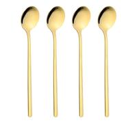sourcing map 4pcs Tea Stirring Spoons 5"(13cm) 304 Stainless Steel Round Soup Spoon with Long Handles for Espresso Sugar Dessert Cereal Ice Cream Cocktail Coffee Bar Accessories, Gold