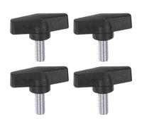 sourcing map 4pcs Tee Wing Knobs M10 x 20mm Metric Male Threaded Stud 55mm T Head Plastic Knob Handles Thumb Screws Hand Clamping Tightening Knob Grip Thumbscrew, Black
