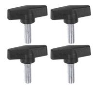 sourcing map 4pcs Tee Wing Knobs M10 x 25mm Metric Male Threaded Stud 55mm T Head Plastic Knob Handles Thumb Screws Hand Clamping Tightening Knob Grip Thumbscrew, Black