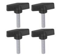 sourcing map 4pcs Tee Wing Knobs M10 x 30mm Metric Male Threaded Stud 55mm T Head Plastic Knob Handles Thumb Screws Hand Clamping Tightening Knob Grip Thumbscrew, Black