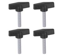 sourcing map 4pcs Tee Wing Knobs M10 x 35mm Metric Male Threaded Stud 55mm T Head Plastic Knob Handles Thumb Screws Hand Clamping Tightening Knob Grip Thumbscrew, Black