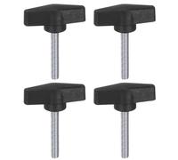 sourcing map 4pcs Tee Wing Knobs M8 x 45mm Metric Male Threaded Stud 55mm T Head Plastic Knob Handles Thumb Screws Hand Clamping Tightening Knob Grip Thumbscrew, Black