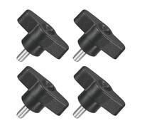 sourcing map 4Pcs Tee Wing Knobs Thumb Screws, M5 x 12mm Clamping Screw Knob Male Thread 304 Stainless Steel T Shaped Thumb Screws Handle 36mm Dia. for Hand Tightening Knob Replacement, Black