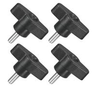 sourcing map 4Pcs Tee Wing Knobs Thumb Screws, M5 x 14mm Clamping Screw Knob Male Thread 304 Stainless Steel T Shaped Thumb Screws Handle 36mm Dia. for Hand Tightening Knob Replacement, Black