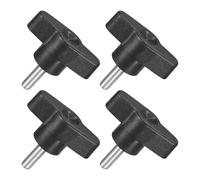 sourcing map 4Pcs Tee Wing Knobs Thumb Screws, M5 x 16mm Clamping Screw Knob Male Thread 304 Stainless Steel T Shaped Thumb Screws Handle 36mm Dia. for Hand Tightening Knob Replacement, Black
