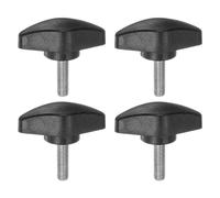 sourcing map 4pcs Tee Wing Knobs Thumb Screws M5 x 16mm Standard Male Thread Plastic T Knobs Handles Hand Clamping Thumbscrew, Black