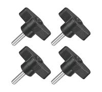 sourcing map 4Pcs Tee Wing Knobs Thumb Screws, M5 x 20mm Clamping Screw Knob Male Thread 304 Stainless Steel T Shaped Thumb Screws Handle 36mm Dia. for Hand Tightening Knob Replacement, Black