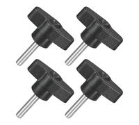 sourcing map 4Pcs Tee Wing Knobs Thumb Screws, M5 x 25mm Clamping Screw Knob Male Thread 304 Stainless Steel T Shaped Thumb Screws Handle 36mm Dia. for Hand Tightening Knob Replacement, Black