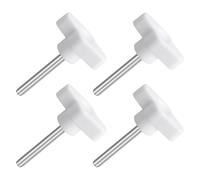 sourcing map 4Pcs Tee Wing Knobs Thumb Screws, M5 x 35mm Clamping Screw Knob Male Thread 304 Stainless Steel T Shaped Thumb Screws Handle 36mm Dia. for Hand Tightening Knob Replacement, White