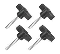 sourcing map 4Pcs Tee Wing Knobs Thumb Screws, M5 x 40mm Clamping Screw Knob Male Thread 304 Stainless Steel T Shaped Thumb Screws Handle 36mm Dia. for Hand Tightening Knob Replacement, Black