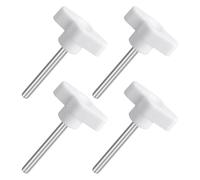 sourcing map 4Pcs Tee Wing Knobs Thumb Screws, M5 x 45mm Clamping Screw Knob Male Thread 304 Stainless Steel T Shaped Thumb Screws Handle 36mm Dia. for Hand Tightening Knob Replacement, White