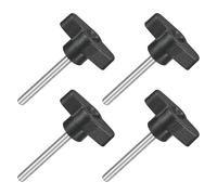 sourcing map 4Pcs Tee Wing Knobs Thumb Screws, M5 x 45mm Clamping Screw Knob Male Thread 304 Stainless Steel T Shaped Thumb Screws Handle 36mm Dia. for Hand Tightening Knob Replacement, Black