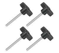 sourcing map 4Pcs Tee Wing Knobs Thumb Screws, M5 x 55mm Clamping Screw Knob Male Thread 304 Stainless Steel T Shaped Thumb Screws Handle 36mm Dia. for Hand Tightening Knob Replacement, Black