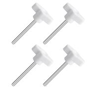 sourcing map 4Pcs Tee Wing Knobs Thumb Screws, M5 x 60mm Clamping Screw Knob Male Thread 304 Stainless Steel T Shaped Thumb Screws Handle 36mm Dia. for Hand Tightening Knob Replacement, White