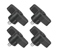 sourcing map 4Pcs Tee Wing Knobs Thumb Screws, M5 x 6mm Clamping Screw Knob Male Thread 304 Stainless Steel T Shaped Thumb Screws Handle 36mm Dia. for Hand Tightening Knob Replacement, Black