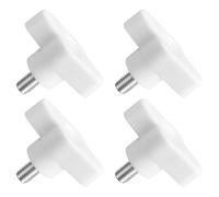 sourcing map 4Pcs Tee Wing Knobs Thumb Screws, M6 x 10mm Clamping Screw Knob Male Thread 304 Stainless Steel T Shaped Thumb Screws Handle 36mm Dia. for Hand Tightening Knob Replacement, White