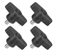 sourcing map 4Pcs Tee Wing Knobs Thumb Screws, M6 x 10mm Clamping Screw Knob Male Thread 304 Stainless Steel T Shaped Thumb Screws Handle 36mm Dia. for Hand Tightening Knob Replacement, Black