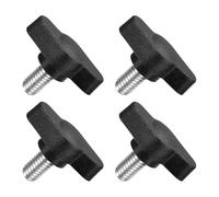 sourcing map 4Pcs Tee Wing Knobs Thumb Screws, M6 x 10mm Clamping Screw Knob Male Thread 304 Stainless Steel T Shaped Thumb Screws Handle 27mm Dia. for Hand Tightening Knob Replacement, Black
