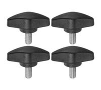sourcing map 4pcs Tee Wing Knobs Thumb Screws M6 x 12mm Standard Male Thread Plastic T Knobs Handles Hand Clamping Thumbscrew, Black