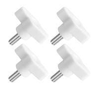sourcing map 4Pcs Tee Wing Knobs Thumb Screws, M6 x 14mm Clamping Screw Knob Male Thread 304 Stainless Steel T Shaped Thumb Screws Handle 36mm Dia. for Hand Tightening Knob Replacement, White