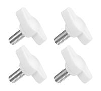 sourcing map 4Pcs Tee Wing Knobs Thumb Screws, M6 x 14mm Clamping Screw Knob Male Thread 304 Stainless Steel T Shaped Thumb Screws Handle 27mm Dia. for Hand Tightening Knob Replacement, White