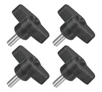 sourcing map 4Pcs Tee Wing Knobs Thumb Screws, M6 x 16mm Clamping Screw Knob Male Thread 304 Stainless Steel T Shaped Thumb Screws Handle 36mm Dia. for Hand Tightening Knob Replacement, Black