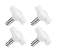 sourcing map 4Pcs Tee Wing Knobs Thumb Screws, M6 x 16mm Clamping Screw Knob Male Thread 304 Stainless Steel T Shaped Thumb Screws Handle 27mm Dia. for Hand Tightening Knob Replacement, White