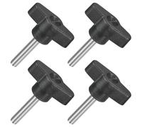 sourcing map 4Pcs Tee Wing Knobs Thumb Screws, M6 x 30mm Clamping Screw Knob Male Thread 304 Stainless Steel T Shaped Thumb Screws Handle 36mm Dia. for Hand Tightening Knob Replacement, Black