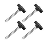 sourcing map 4Pcs Tee Wing Knobs Thumb Screws, M6 x 50mm Clamping Screw Knob Male Thread 304 Stainless Steel T Shaped Thumb Screws Handle 27mm Dia. for Hand Tightening Knob Replacement, Black