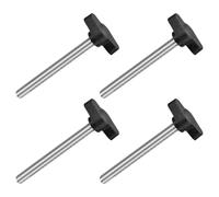 sourcing map 4Pcs Tee Wing Knobs Thumb Screws, M6 x 60mm Clamping Screw Knob Male Thread 304 Stainless Steel T Shaped Thumb Screws Handle 27mm Dia. for Hand Tightening Knob Replacement, Black