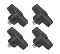 sourcing map 4Pcs Tee Wing Knobs Thumb Screws, M6 x 8mm Clamping Screw Knob Male Thread 304 Stainless Steel T Shaped Thumb Screws Handle 36mm Dia. for Hand Tightening Knob Replacement, Black