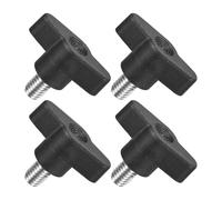 sourcing map 4Pcs Tee Wing Knobs Thumb Screws, M8 x 12mm Clamping Screw Knob Male Thread 304 Stainless Steel T Shaped Thumb Screws Handle 36mm Dia. for Hand Tightening Knob Replacement, Black