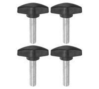 sourcing map 4pcs Tee Wing Knobs Thumb Screws M8 x 30mm Standard Male Thread Plastic T Knobs Handles Hand Clamping Thumbscrew, Black