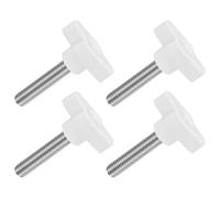 sourcing map 4Pcs Tee Wing Knobs Thumb Screws, M8 x 40mm Clamping Screw Knob Male Thread 304 Stainless Steel T Shaped Thumb Screws Handle 36mm Dia. for Hand Tightening Knob Replacement, White
