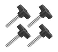 sourcing map 4Pcs Tee Wing Knobs Thumb Screws, M8 x 45mm Clamping Screw Knob Male Thread 304 Stainless Steel T Shaped Thumb Screws Handle 36mm Dia. for Hand Tightening Knob Replacement, Black
