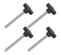 sourcing map 4Pcs Tee Wing Knobs Thumb Screws, M8 x 90mm Clamping Screw Knob Male Thread 304 Stainless Steel T Shaped Thumb Screws Handle 36mm Dia. for Hand Tightening Knob Replacement, Black