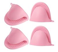 sourcing map 4pcs Thickened Mini Oven Gloves, Heat Resistant Silicone Oven Mitts Finger Pinch Grips Pot Holder for Kitchen, Cooking, Baking, BBQ Heat Resistant Gloves, Pink